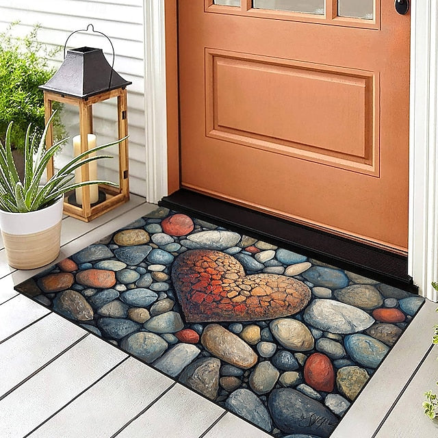 Valentine's Day Love Cobblestone Doormat Kitchen Mat Floor Mat Non-Slip Area Rug Oil Proof Rug Indoor Outdoor Mat Bedroom Decor Bathroom Mat Entrance Rug