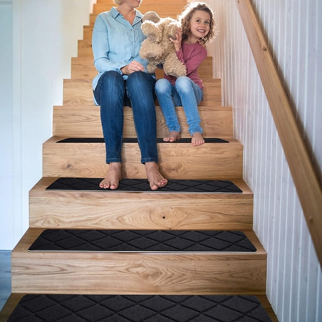 Stair Treads for Wooden Steps - 8x30in Carpet Stairs Runner Indoor Non-Slip Stair Mats for Kids Elders and Pets