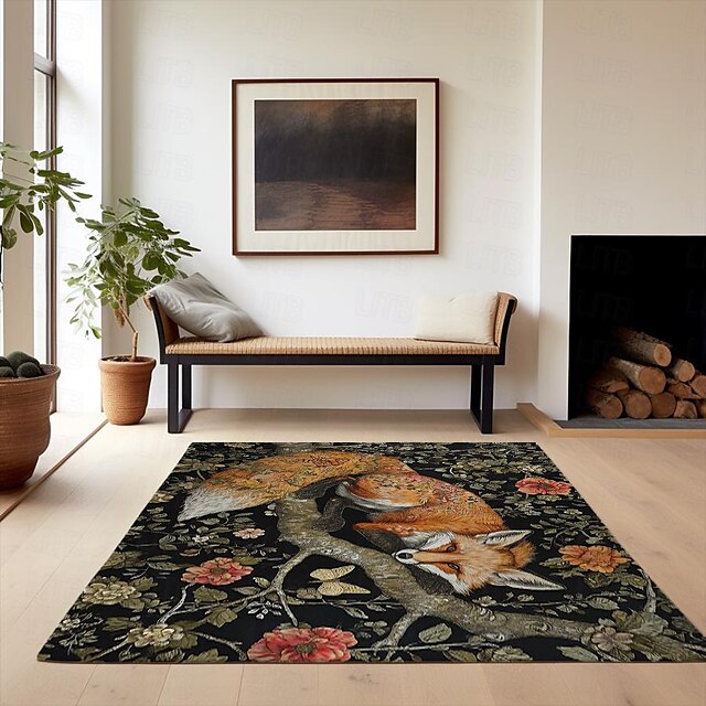 Inspired William Morris Fox Area Rug Kitchen Mat Non-Slip Oil Proof Floor Mat Livingroom Rug Indoor Outdoor Mat Bedroom Decor Bathroom Mat Entrance Rug Door Mat