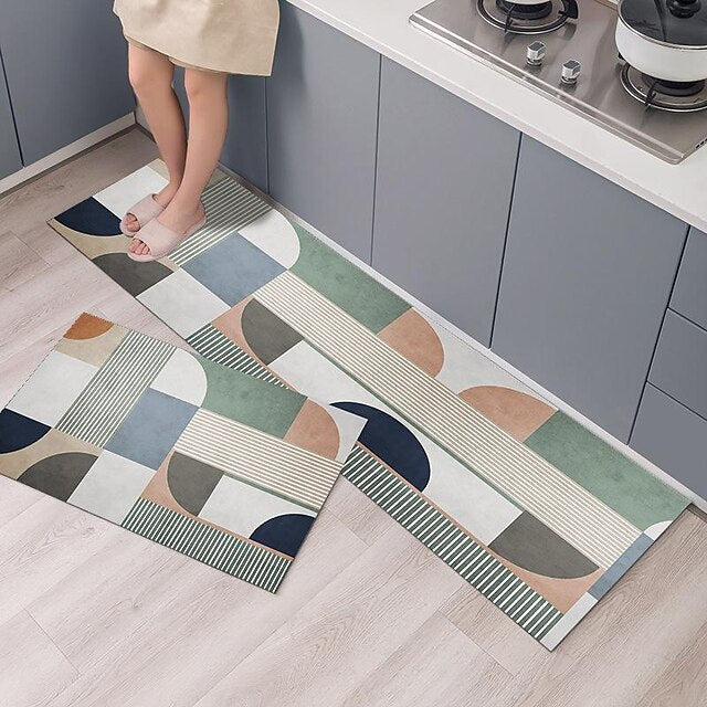 Modern Geometric Kitchen Mats Long Strips Carpets Bedside Rugs Bathroom Door Mats