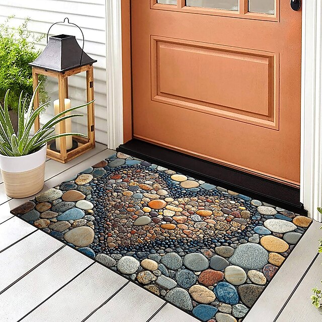 Valentine's Day Love Cobblestone Doormat Kitchen Mat Floor Mat Non-Slip Area Rug Oil Proof Rug Indoor Outdoor Mat Bedroom Decor Bathroom Mat Entrance Rug