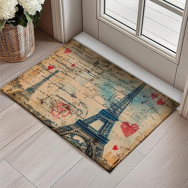 Graffiti Doormat Kitchen Mat Floor Mat Non-Slip Area Rug Oil Proof Rug Indoor Outdoor Mat Bedroom Decor Bathroom Mat Entrance Rug Eiffel Tower