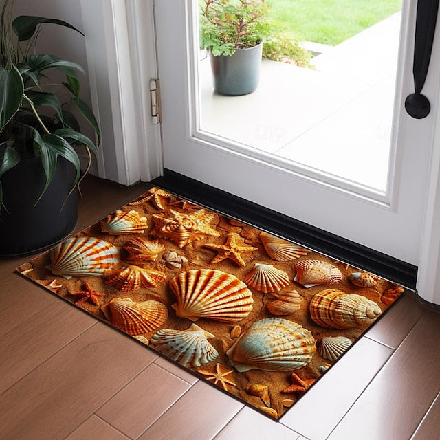 Beach Starfishes Doormat Kitchen Mat Floor Mat Non-Slip Area Rug Oil Proof Rug Indoor Outdoor Mat Bedroom Decor Bathroom Mat Entrance Rug