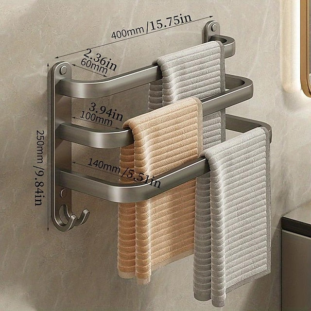 1pc Space-Saving Wall Mounted Towel Rack - Aluminum Shower Room Holder for Bathroom Towels and Washroom Storage