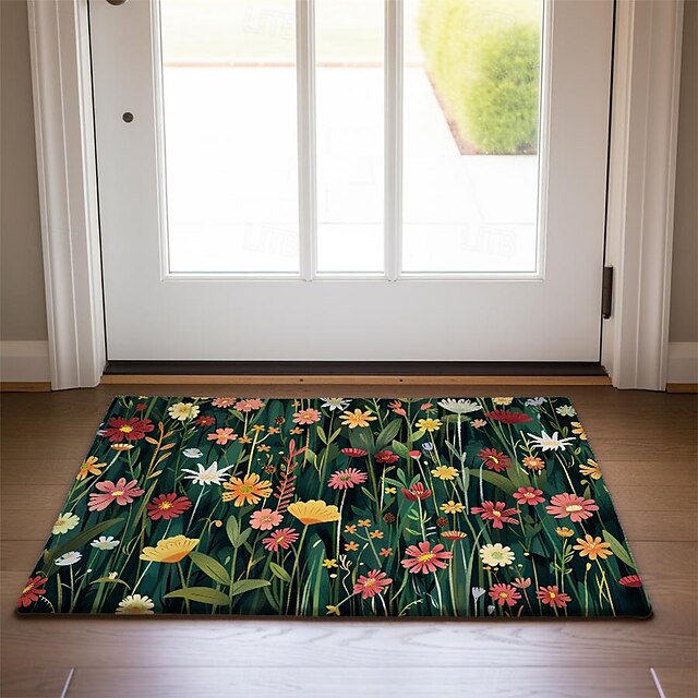 Flowers Doormat Floor Mats Washable Rugs Kitchen Mat Non-Slip Oil Proof Rug Indoor Outdoor Mat Bedroom Decor Bathroom Mat Entrance Rug