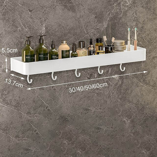 Shower Caddy Bathroom Shelves Wall Mounted White Storage Organizer Rack Bathroom Kitchen Bathroom Hardware Pendant Bathroom Shelf Space Aluminum Shower Rack Corner Shelf Square Bath Shower Shelf