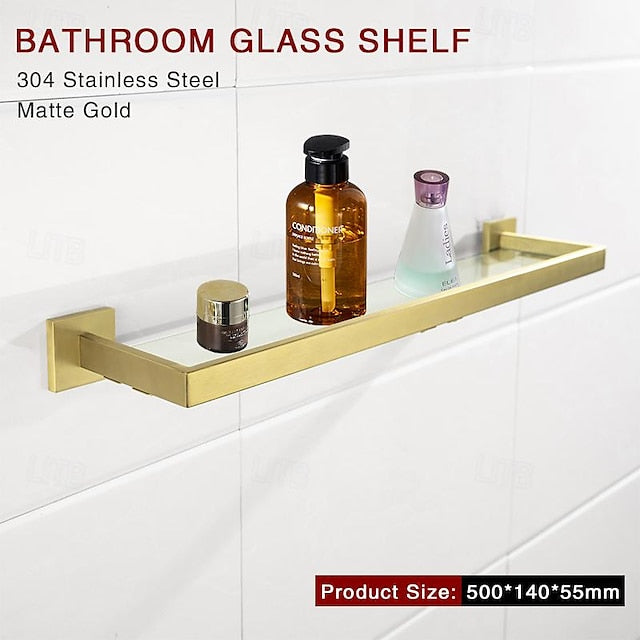 Bathroom Hardware Accessories Stainless Steel Wall Mounted Brushed Nickel Towel Bar Hand Towel Holder Toilet Paper Holder Robe Towel Hook Coat Hook Towel Bar (Gold)