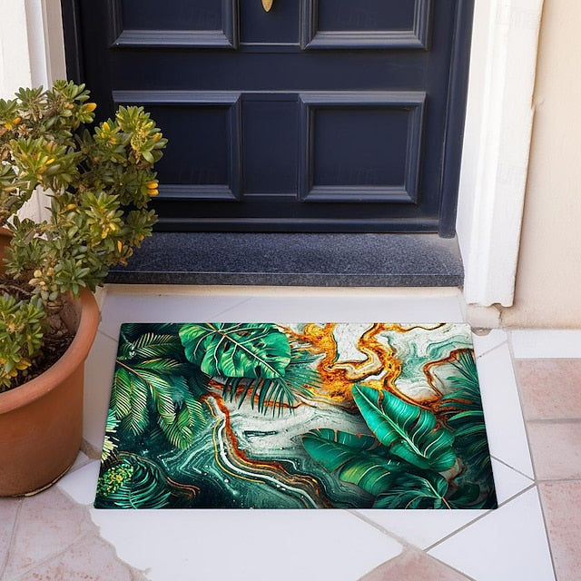 Tropical Leaves Doormat Non-Slip Oil Proof Rug Indoor Outdoor Mat Bedroom Decor Bathroom Mat Entrance Rug Door Mat