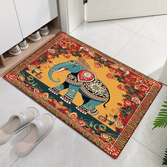 Ethnic Elephant Door Mat Floor mats Washable Rugs Kitchen Mat Non-Slip Oil Proof Area Rug Indoor Outdoor Mat Bedroom Decor Bathroom Mat Entrance Rug