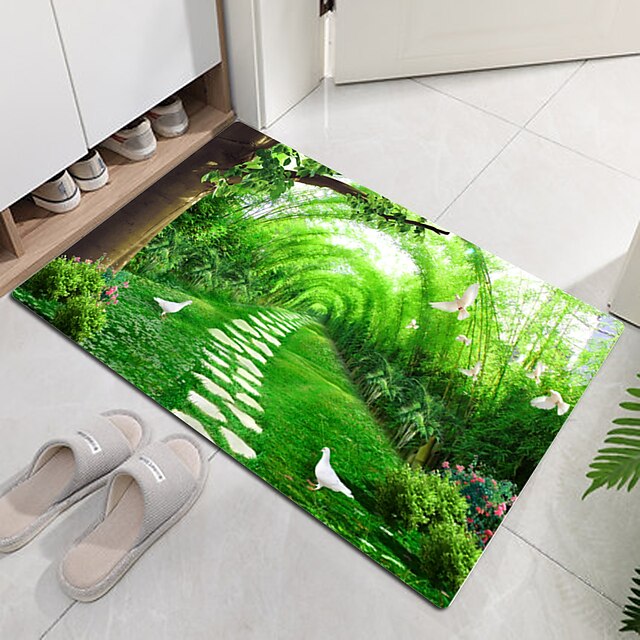 Beautiful Landscape Woods Flannel Fabric Printed Home Entrance Mattress Bathroom Mattress Mattress