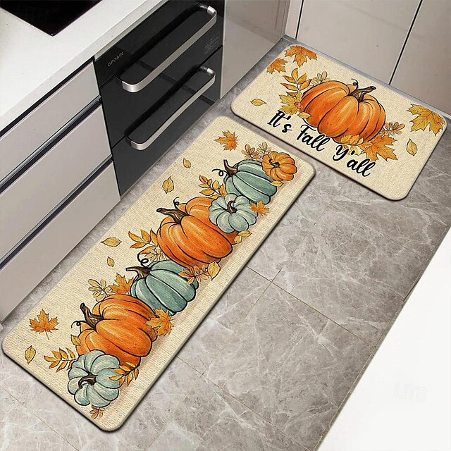 Autumn Pumpkin Truck Area Rug Kitchen Mat Non-Slip Oil Proof Floor Mat Livingroom Rug Indoor Outdoor Mat Bedroom Decor Bathroom Mat Entrance Rug Door Mat