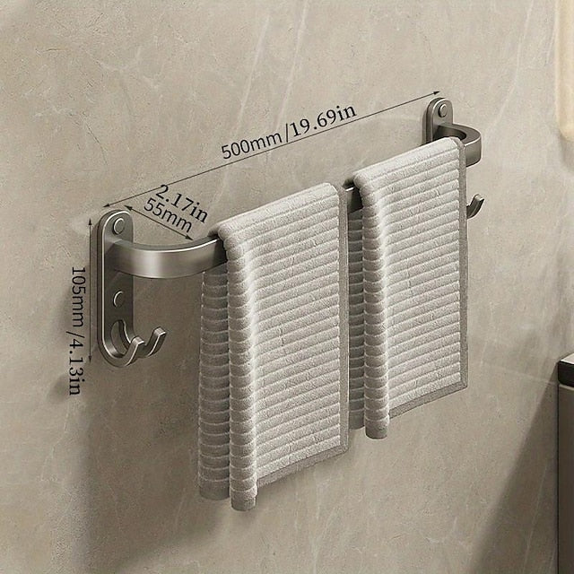 1pc Space-Saving Wall Mounted Towel Rack - Aluminum Shower Room Holder for Bathroom Towels and Washroom Storage