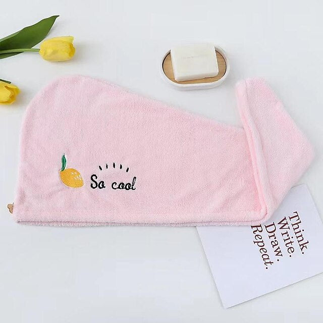 Dry Hair Cap Embroidery Cap Double-Layer Shower Cap Quick-Drying Strong Water Absorption Thickened Home Bag Hair Dry Hair Towel Back To School College Student