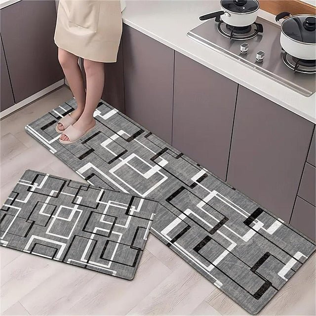 Geometric Area Rug Kitchen Mat Non-Slip Oil Proof Floor Mat Livingroom Rug Indoor Outdoor Mat Bedroom Decor Bathroom Mat Entrance Rug Door Mat Yellow Black