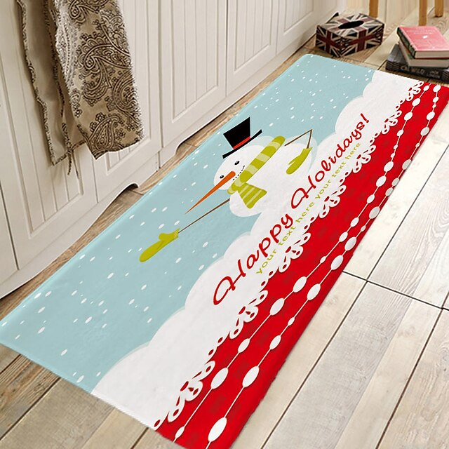 Christmas Decorations Party Flannel Floor Mat Area Rug Door Mat Hallway Carpets Area Rugs for Bedroom Living Room Carpet Kitchen Bathroom Anti-Slip Xmas Floor Mats