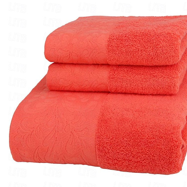 100% Cotton 3 PCS Towels Set Quick Dry, Extra Aborbent, Super Soft Towels Set 1 Handkerchief, 1 Sport Towel, 1 Bath Towel