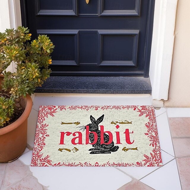 Welcome Rabbits Doormat Floor Mats Washable Rugs Kitchen Mat Non-Slip Oil Proof Rug Indoor Outdoor Mat Bedroom Decor Bathroom Mat Entrance Rug