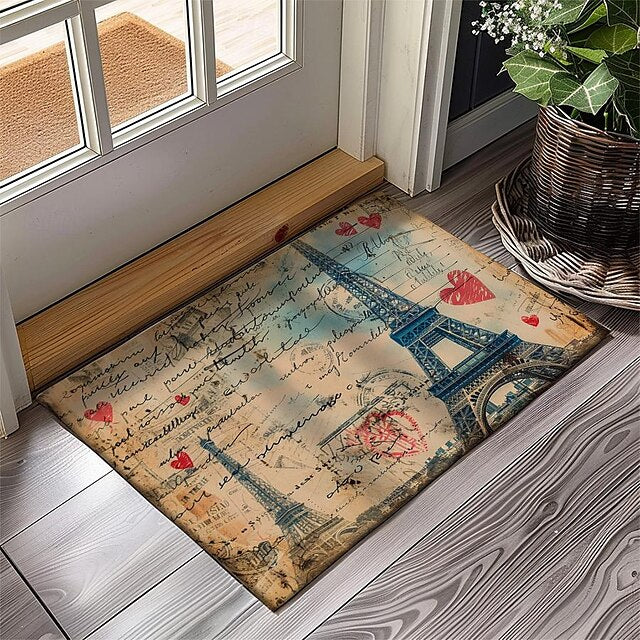 Graffiti Doormat Kitchen Mat Floor Mat Non-Slip Area Rug Oil Proof Rug Indoor Outdoor Mat Bedroom Decor Bathroom Mat Entrance Rug Eiffel Tower