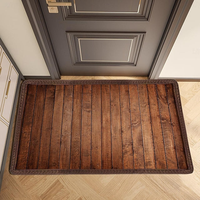 Wooden Plat Doormat Kitchen Mat Floor Mat Non-Slip Area Rug Oil Proof Rug Indoor Outdoor Mat Bedroom Decor Bathroom Mat Entrance Rug