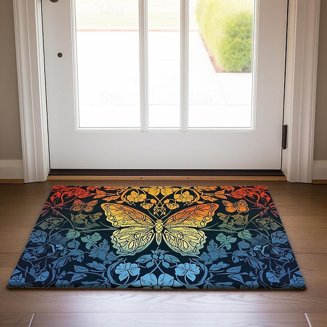 Folk Art Butterflies Doormat Floor Mats Washable Rugs Kitchen Mat Non-Slip Oil Proof Rug Indoor Outdoor Mat Bedroom Decor Bathroom Mat Entrance Rug