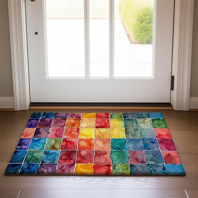 Rainbow Painting Doormat Floor Mats Washable Rugs Kitchen Mat Non-Slip Oil Proof Rug Indoor Outdoor Mat Bedroom Decor Bathroom Mat Entrance Rug