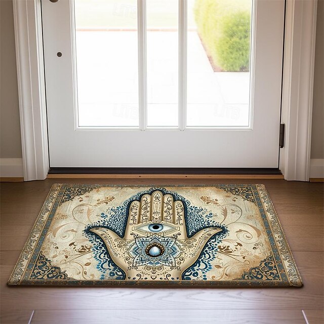 Hamsa Hand Ramadan Doormat Floor Mats Washable Rugs Kitchen Mat Non-Slip Oil Proof Rug Indoor Outdoor Mat Bedroom Decor Bathroom Mat Entrance Rug