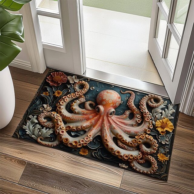 Octopus Doormat Kitchen Mat Floor Mat Non-Slip Area Rug Oil Proof Rug Indoor Outdoor Mat Bedroom Decor Bathroom Mat Entrance Rug