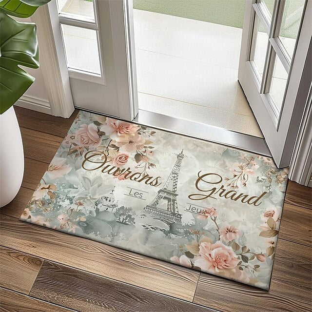 Graffiti Doormat Kitchen Mat Floor Mat Non-Slip Area Rug Oil Proof Rug Indoor Outdoor Mat Bedroom Decor Bathroom Mat Entrance Rug Eiffel Tower