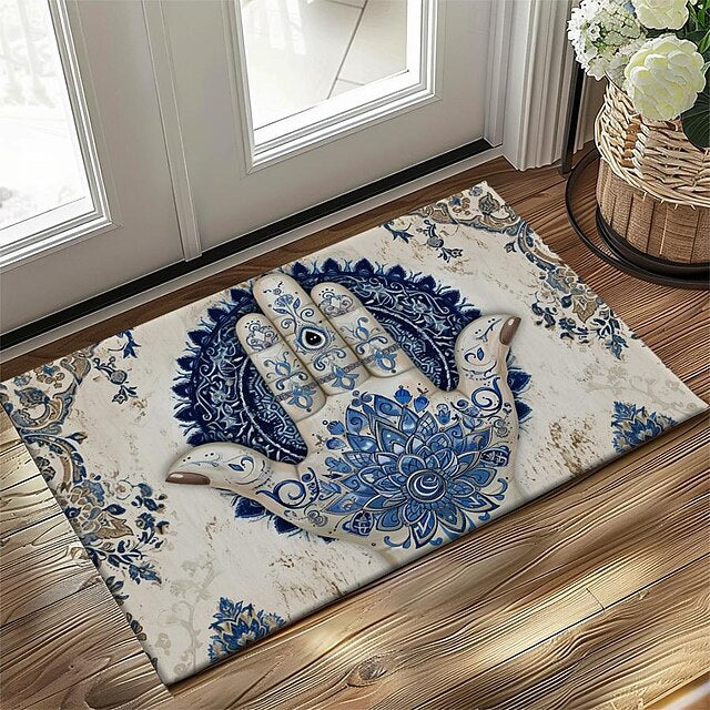 Hamsa Hand Ramadan Doormat Floor Mats Washable Rugs Kitchen Mat Non-Slip Oil Proof Rug Indoor Outdoor Mat Bedroom Decor Bathroom Mat Entrance Rug