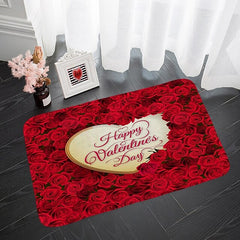 Valentine's Day Love non-slip doormat Polyester machine washable soft absorbent doormat suitable for entrance kitchen living room bedroom bathroom home decor - holiday themed  Absorbent Bathroom Rug