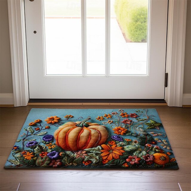 Autumn Quilt Pumpkin Doormat Kitchen Mat Floor Mat Non-Slip Area Rug Oil Proof Rug Indoor Outdoor Mat Bedroom Decor Bathroom Mat Entrance Rug