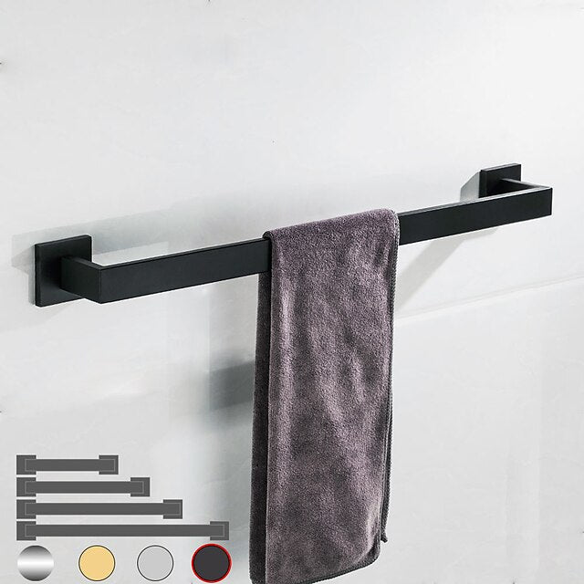 Towel Bar Stainless Steel Bathroom Shelf Electroplated Towel Rail Bathroom Single Rod Wall Mounted 1PC Chrome and Painted Finish