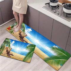 Beach View Area Rug Kitchen Rug Mat Non-Slip Oil Proof Floor Mat Livingroom Rug Indoor Outdoor Mat Bedroom Decor Bathroom Mat Entrance Rug Door Mat