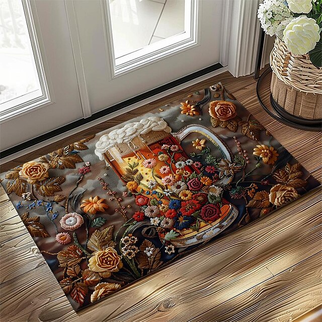 Quilt Beer Doormat Kitchen Mat Floor Mat Non-Slip Area Rug Oil Proof Rug Indoor Outdoor Mat Bedroom Decor Bathroom Mat Entrance Rug