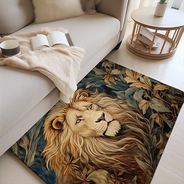 Sleeping Lion Area Rug Kitchen Mat Non-Slip Oil Proof Floor Mat Livingroom Rug Indoor Outdoor Mat Bedroom Decor Bathroom Mat Entrance Rug Door Mat