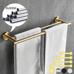 Towel Rack Wall Mounted Stainless Steel Towel Bar 2-tier Towel Rail (Golden/Chrome/Black/Brushed Nickel)