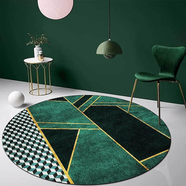 Round Houndstooth Area Rug Floor Decor Non Slip Absorbent Carpet For Entryway Bedroom Living Room Sofa Home Deco